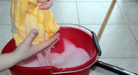 cleaning bucket, cleaning rags, soapy water, transducer, clean, wring clean, scraper, clean the floor, clean, clean, clean, clean, clean
